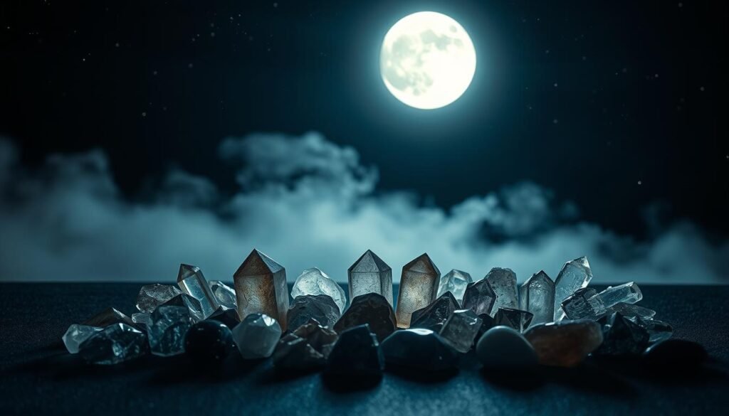 crystals under moonlight